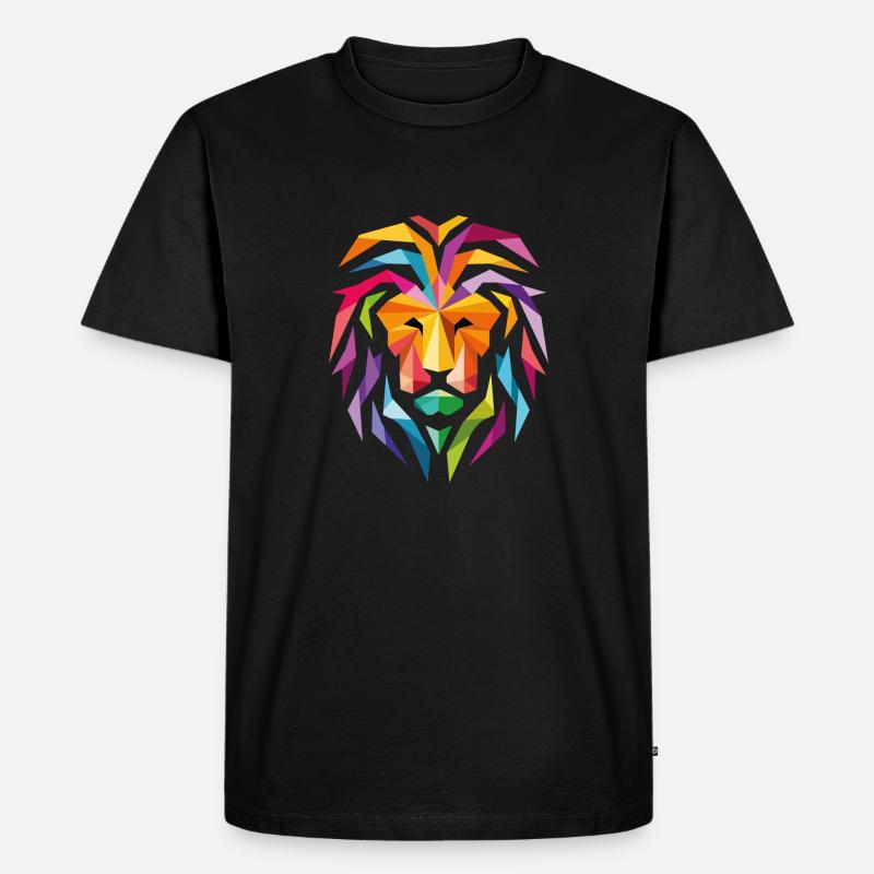 Löwe bunt - Männer Premium Bio T-Shirt - Schwarz