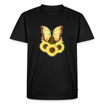 Tournesol papillon - T-shirt Premium bio Homme - noir - Devant - Nico (187cm)