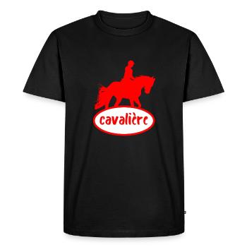 cavalière logo pétrole ellipse - T-shirt Premium bio Homme - noir - Devant - Nico (187cm)