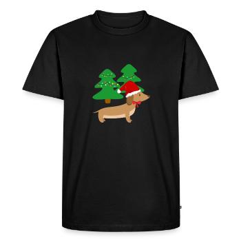 Drôle mignon Teckel de Noël Teckel Gesch de Noël - T-shirt Premium bio Homme - noir - Devant - Nico (187cm)