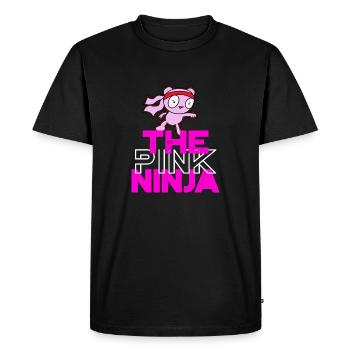 Le logo Pink Ninja White - T-shirt Premium bio Homme - noir - Devant - Nico (187cm)