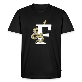 Lettre f serpent - T-shirt Premium bio Homme - noir - Devant - Nico (187cm)