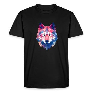 Tête de loup géométrique - T-shirt Premium bio Homme - noir - Devant - Nico (187cm)