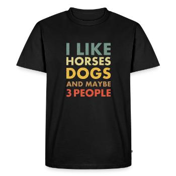 Horses and dogs vintage retro - Men's Premium Organic T-Shirt - black - Front - Nico (187cm)