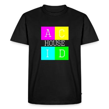 Acid house blanc - T-shirt Premium bio Homme - noir - Devant - Nico (187cm)