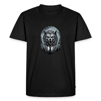 LOUP GAROU en costume 2 - T-shirt Premium bio Homme - noir - Devant - Nico (187cm)
