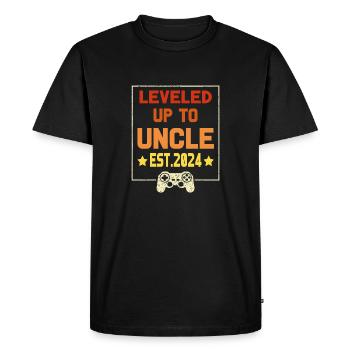 leveled up to uncle Est 2024 First Time Uncle - Men's Premium Organic T-Shirt - black - Front - Nico (187cm)