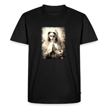 virgin mary jesus bible christian religion christian - Men's Premium Organic T-Shirt - black - Front - Nico (187cm)