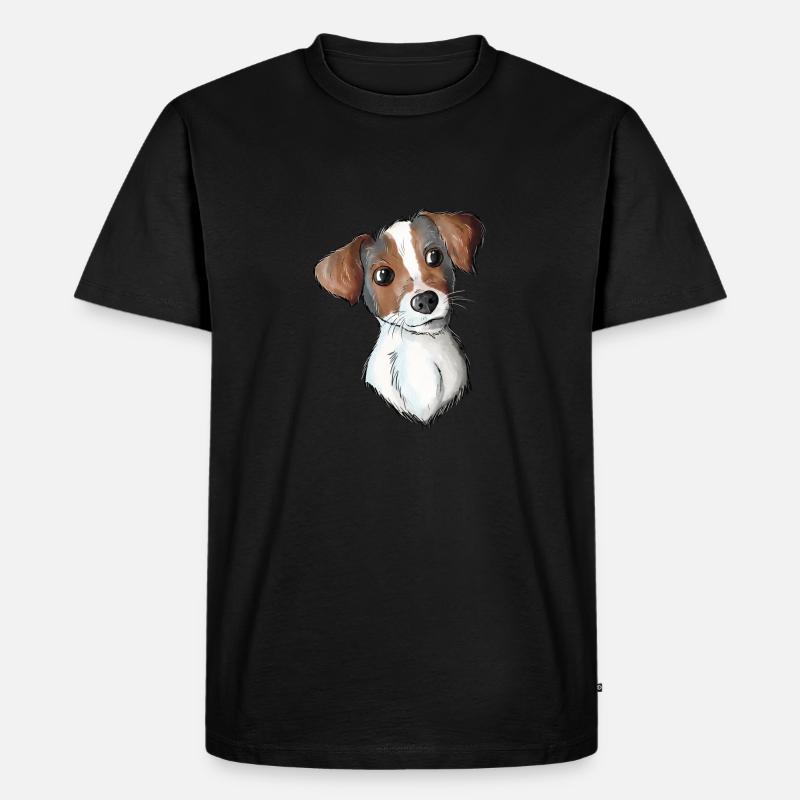 Jack Russell Pattern - Männer Premium Bio T-Shirt - Schwarz
