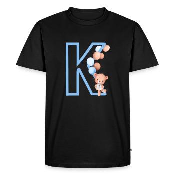 Lettre k bleue ours - T-shirt Premium bio Homme - noir - Devant - Nico (187cm)