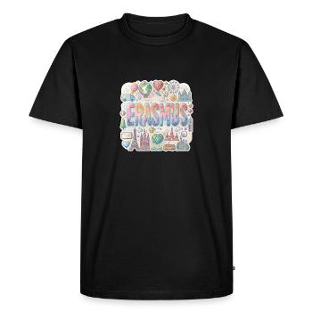 Erasmus Design - Celebrate International Exchange - Men's Premium Organic T-Shirt - black - Front - Nico (187cm)