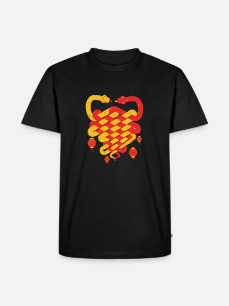 Schlangenstrick - Männer Premium Bio T-Shirt - Schwarz