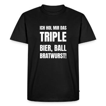 Beer, ball, bratwurst. - Men's Premium Organic T-Shirt - black - Front - Nico (187cm)