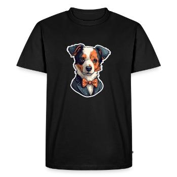A cute dog wearing a bowtie - Men's Premium Organic T-Shirt - black - Front - Nico (187cm)