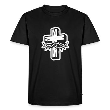 Cross Crown of Thorns Symbol - Men's Premium Organic T-Shirt - black - Front - Nico (187cm)