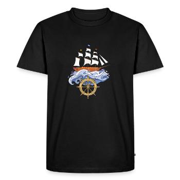 Sailing ship - Men's Premium Organic T-Shirt - black - Front - Nico (187cm)