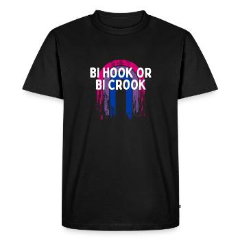 Bi Hook or Bi Crook Bisexual LGBTQ Bi Pride LGBT - Men's Premium Organic T-Shirt - black - Front - Nico (187cm)