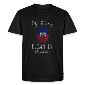 Haitian Pride Fingerprint - My Story beg - Men's Premium Organic T-Shirt - black - Front - Nico (187cm)