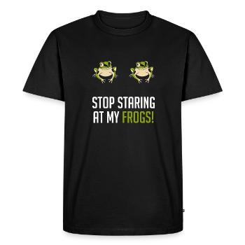 Drôle d’arrêter de regarder mes grenouilles amphibien crapaud herp - T-shirt Premium bio Homme - noir - Devant - Nico (187cm)
