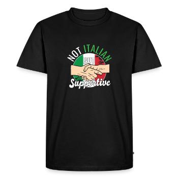 Not Italian But Supportive Country Traveler Italy - Men's Premium Organic T-Shirt - black - Front - Nico (187cm)