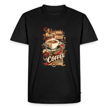 Café - T-shirt Premium bio Homme - noir - Devant - Nico (187cm)
