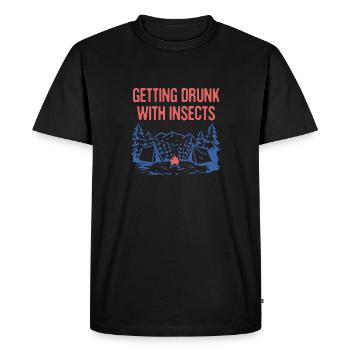 Getting Drunk with Insects Camping Dad Jokes - Men's Premium Organic T-Shirt - black - Front - Nico (187cm)