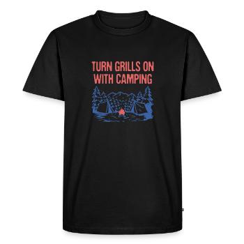 Allumez les grillades avec Camping Camper Grill Chef - T-shirt Premium bio Homme - noir - Devant - Nico (187cm)