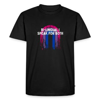 Bilingue Je parle pour les deux Mois de la fierté bisexuelle - T-shirt Premium bio Homme - noir - Devant - Nico (187cm)