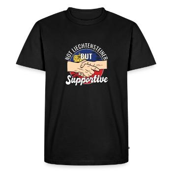 Pas liechtensteinois mais voyageur solidaire - T-shirt Premium bio Homme - noir - Devant - Nico (187cm)