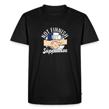 Pas finlandais mais un voyageur de campagne solidaire - T-shirt Premium bio Homme - noir - Devant - Nico (187cm)