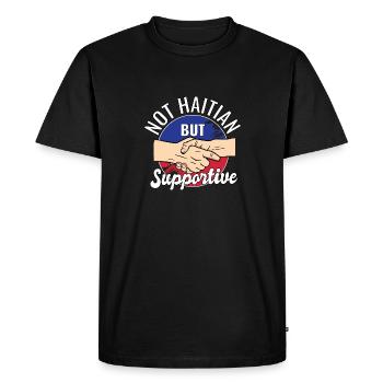 Pas haïtien mais un voyageur de campagne solidaire Haïti - T-shirt Premium bio Homme - noir - Devant - Nico (187cm)