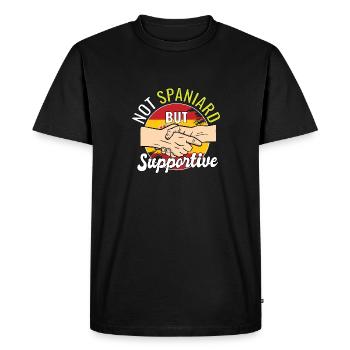 Not Spaniard But Supportive Country Traveler - Men's Premium Organic T-Shirt - black - Front - Nico (187cm)