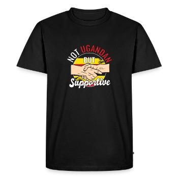 Pas ougandais mais un voyageur de campagne solidaire - T-shirt Premium bio Homme - noir - Devant - Nico (187cm)