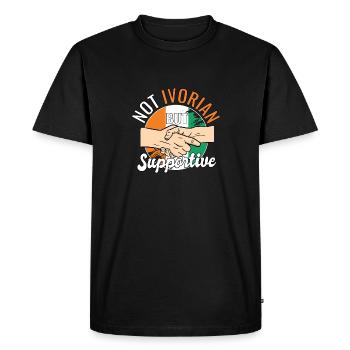 Pas ivoirien mais un voyageur de campagne solidaire Ivory - T-shirt Premium bio Homme - noir - Devant - Nico (187cm)