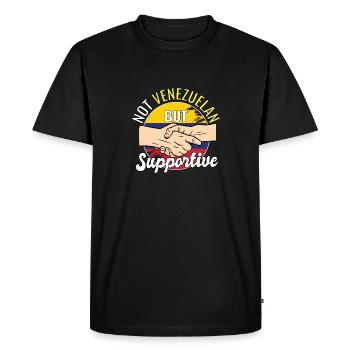 Pas vénézuélien mais un voyageur de campagne solidaire - T-shirt Premium bio Homme - noir - Devant - Nico (187cm)