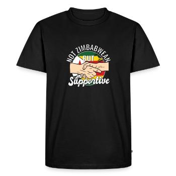 Pas zimbabwéen mais un voyageur de campagne solidaire - T-shirt Premium bio Homme - noir - Devant - Nico (187cm)