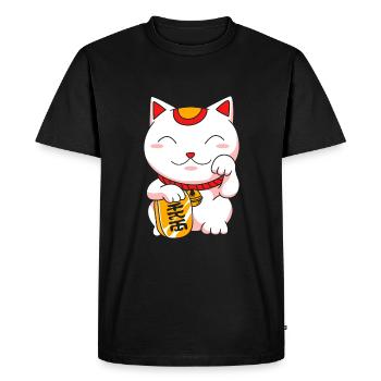 Porte-bonheur Maneki Neko Japon - T-shirt Premium bio Homme - noir - Devant - Nico (187cm)