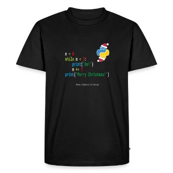 Ho! Ho! Ho! - Merry Christmas -Python Geek Design - Men's Premium Organic T-Shirt - black - Front - Nico (187cm)