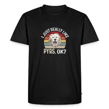 Grand Chien Pyrénéen Rétro Vintage - T-shirt Premium bio Homme - noir - Devant - Nico (187cm)