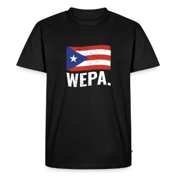Proud Puerto Rican Wepa Puerto Rico Flag Latino - Men's Premium Organic T-Shirt - black - Front - Nico (187cm)