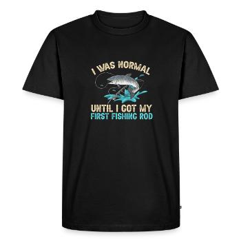 Pêche au saumon Pêcheur de saumon - T-shirt Premium bio Homme - noir - Devant - Nico (187cm)
