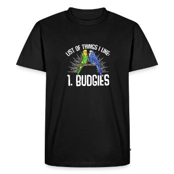 Budgerigar Perruche Oiseau Cadeau pour animaux de compagnie - T-shirt Premium bio Homme - noir - Devant - Nico (187cm)