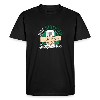 Pas nigérian mais un voyageur de campagne solidaire - T-shirt Premium bio Homme - noir - Devant - Nico (187cm)
