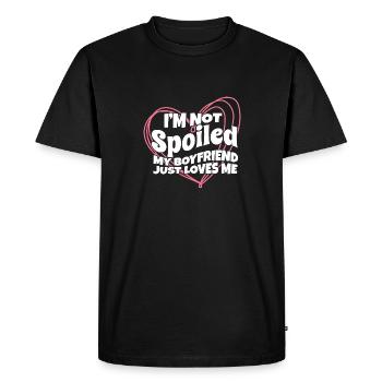 Fière petite amie, je ne suis pas gâtée, mon petit ami aime tout simplement - T-shirt Premium bio Homme - noir - Devant - Nico (187cm)
