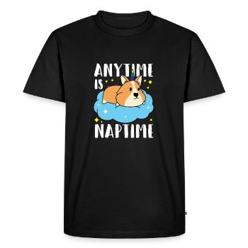 Corgi Licorne sommeil - Nap Time - T-shirt Premium bio Homme - noir - Devant - Nico (187cm)