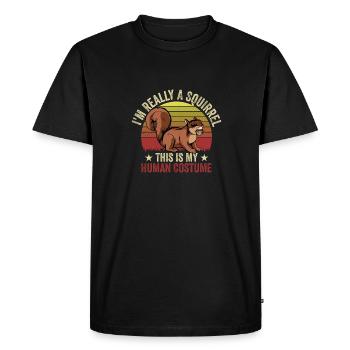 Forêt rétro Je suis vraiment un écureuil C’est mon Huma - T-shirt Premium bio Homme - noir - Devant - Nico (187cm)