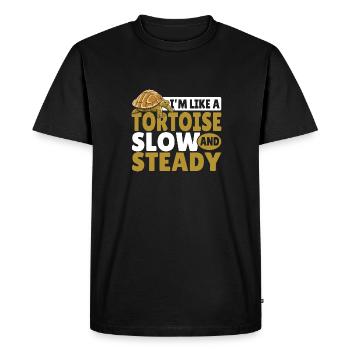 Tortue reptile Je suis comme une tortue lente et stable - T-shirt Premium bio Homme - noir - Devant - Nico (187cm)
