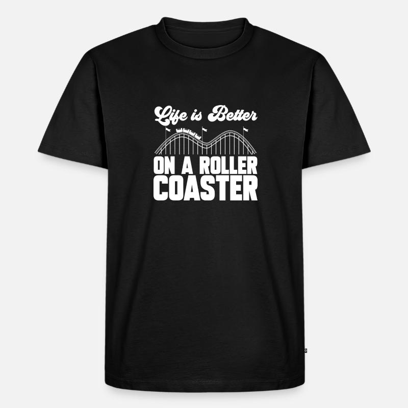 Achterbahn Rollercoaster Freizeitpark - Männer Premium Bio T-Shirt - Schwarz