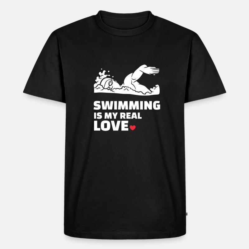 Ich Liebe Schwimmen - Männer Premium Bio T-Shirt - Schwarz