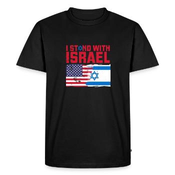 Israël États-Unis Amérique Origine Drapeau Jérusalem - T-shirt Premium bio Homme - noir - Devant - Nico (187cm)